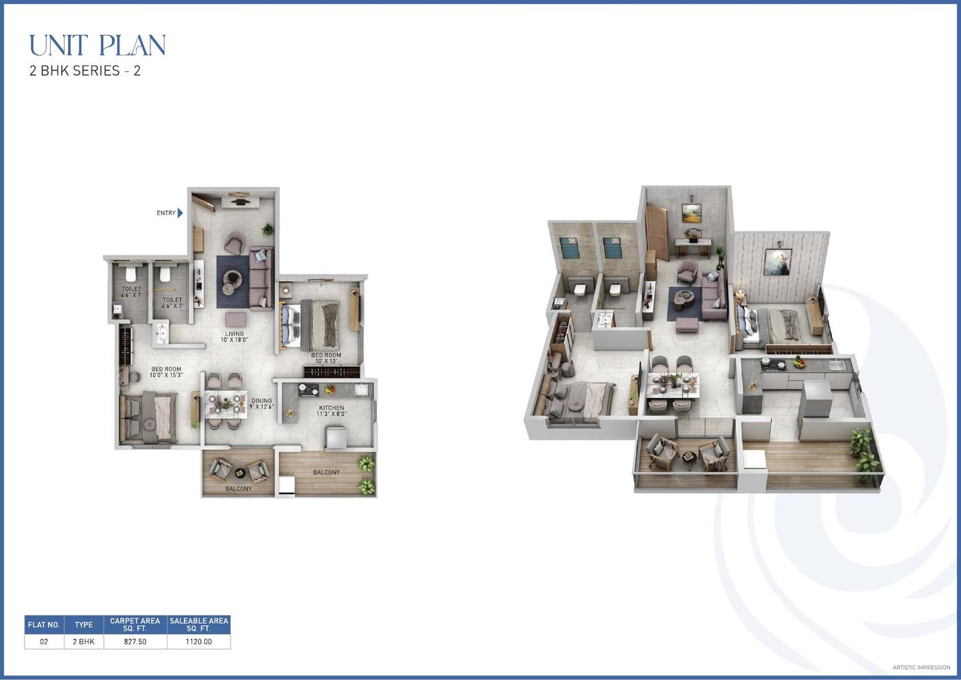 2 BHK Series 2 floor plan