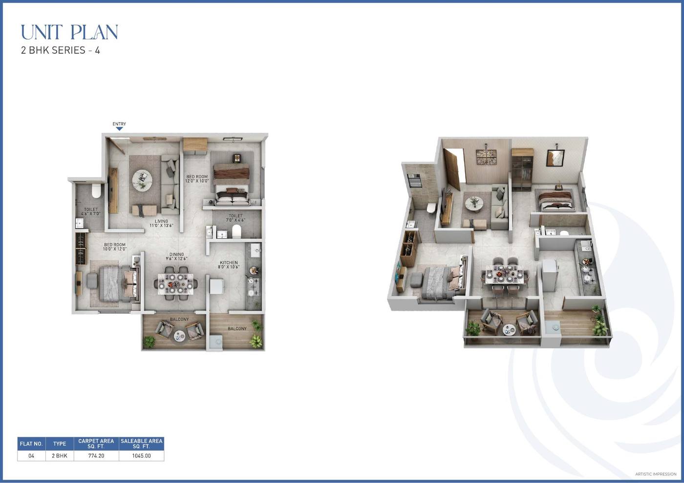 2 BHK Series 4 floor plan